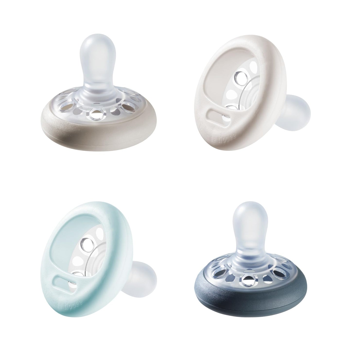 Tommee Tippee Breast-Like Pacifier 0-6 Month Pack of 4 Pacifiers with Breast-Like baglet Symmetrical Design BPA Free