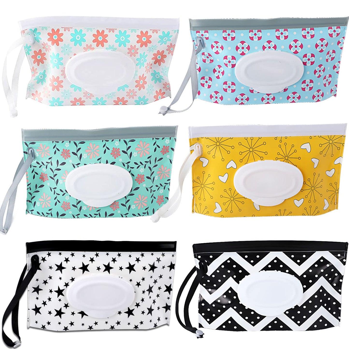 6 Pack Baby Wipes Dispenser Portable Refillable Wipe Holder Baby Wipes Container Reusable Wipes Case Baby Travel Wet Wipes Pouch