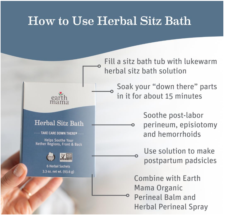 Earth Mama Herbal Sitz Bath | Pregnancy & Postpartum Essentials Soothing Sitz Bath for Hemorrhoids with Witch Hazel & Calendula 6-Count