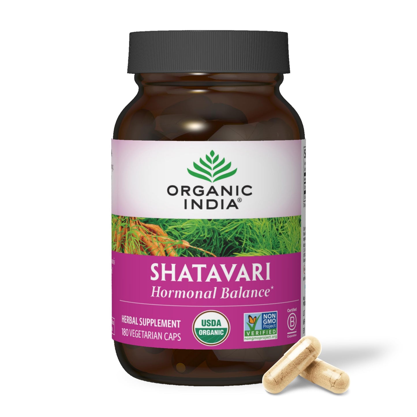 ORGANIC INDIA Shatavari Capsules - Herbal Supplement Supports Hormonal Balance Immune System Support Vegan Gluten-Free USDA Organic Supports Reproductive Health - 180 Capsules