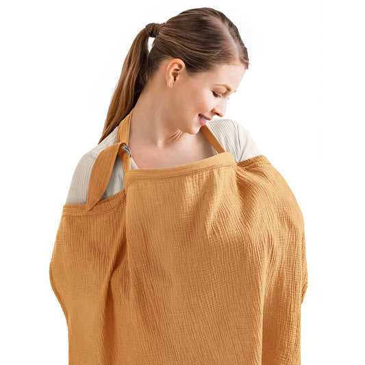Breathable Muslin Nursing Cover with Arch Neckline