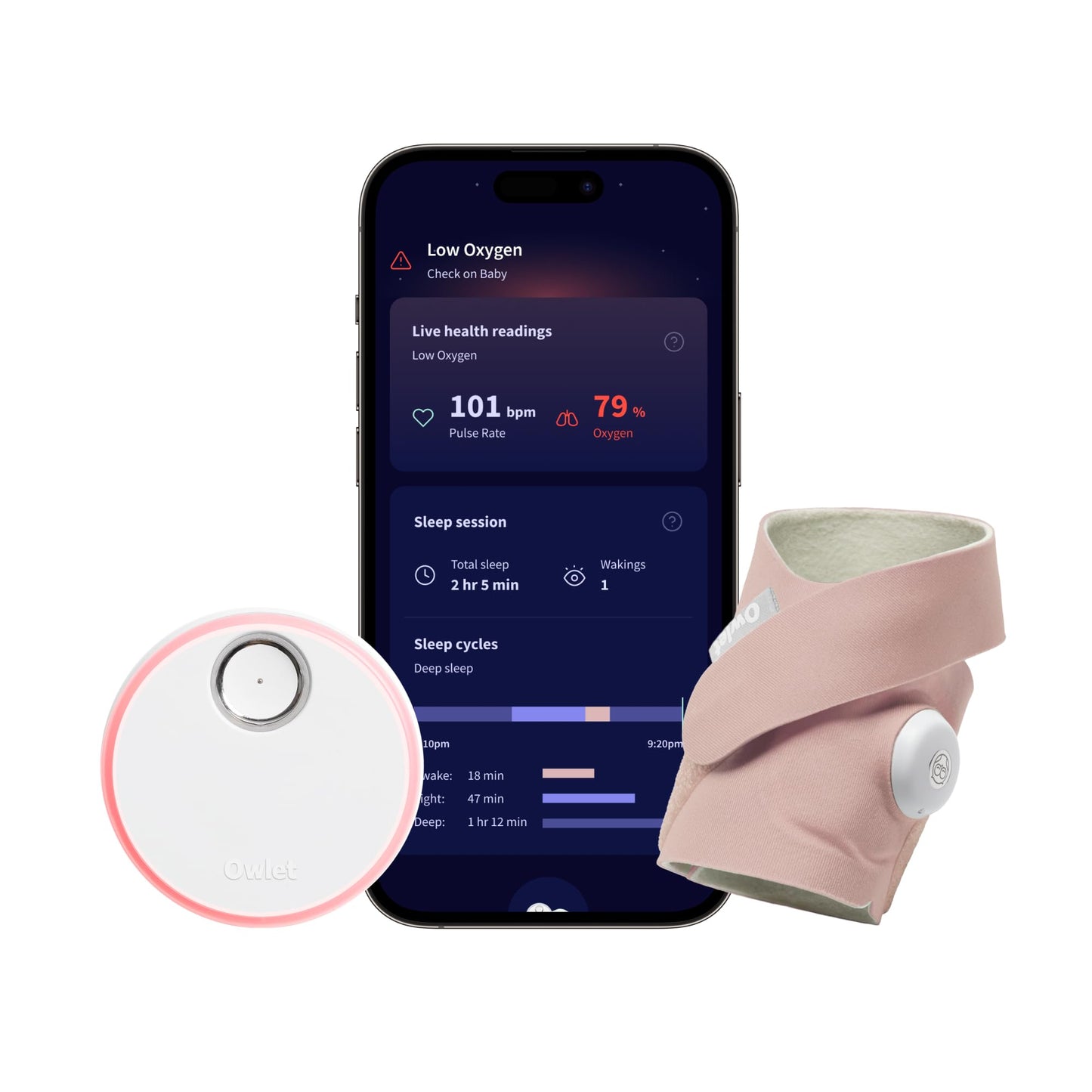 Owlet Dream Sock® - FDA-Cleared Smart Baby Monitor - Track Live Pulse (Heart) Rate Oxygen in Infants - Receive Notifications