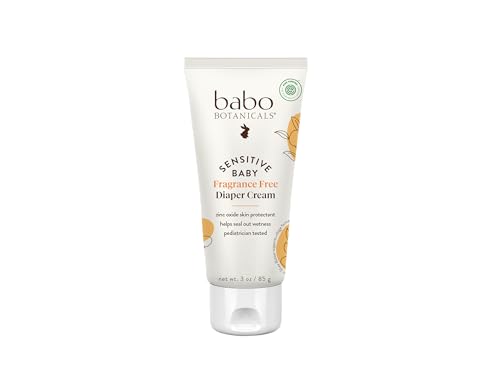 Babo Botanicals Sensitive Baby Fragrance-Free Diaper Cream - 25% Natural Zinc Oxide - Calendula Shea & Cocoa Butter - EWG Verified - Vegan- From birth on