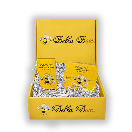 Bella B Gift Set: Nipple Nurture Butter 2 oz and Tummy Honey Butter 4 oz Pregnancy Gift (Gift Box)