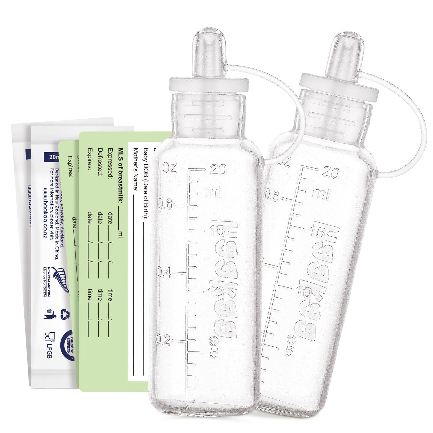 haakaa Colostrum Collector Set Colostrum Syringes for Liquid Breastmilk Collector Milk Saver for Breastfeeding Ready-to-Use Reusable & Leakproof BPA Free (20ml 2 pk)
