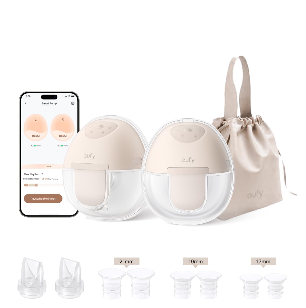 eufy Wearable Breast Pump E10 Hands-Free Electric Breast Pump with App Control Hospital Grade Suction for More Milk Personalized Smart Rhythm Portable17mm - 24mm Flanges Leak-Proof & Ultra-Quiet