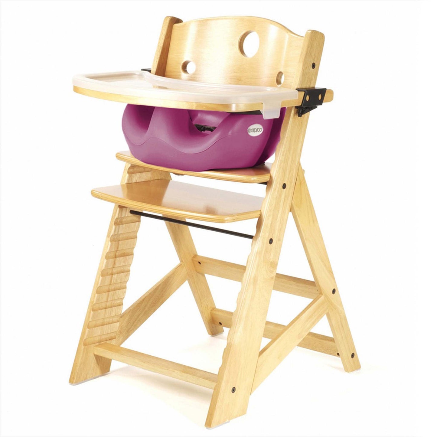 Keekaroo Height Right Highchair with Insert & Tray - Rasberry - Natural Base