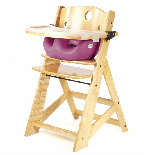 Keekaroo Height Right Highchair with Insert & Tray - Rasberry - Natural Base