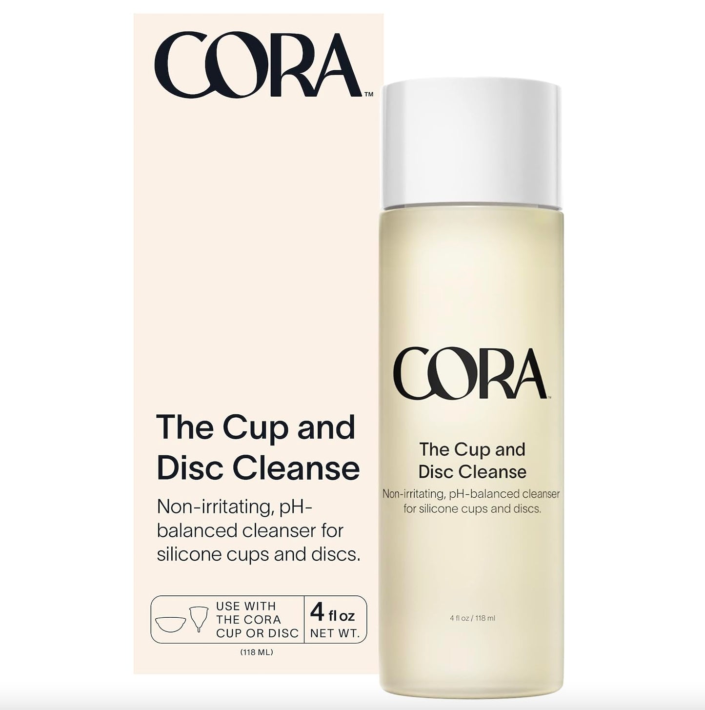 Cora Menstrual Cup and Disc Cleanse with Natural Stain-Fighting Ingredients | pH Balanced Without Dyes Fragrances Drying Sulfates or Parabens