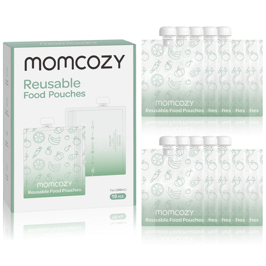 Momcozy Reusable Baby Food Pouches for ToddlersBPA Free PlasticFood SafeFreezer SafeRefillable for Applesauce Yogurt & Puree Squeeze Pouch10 Packs7oz