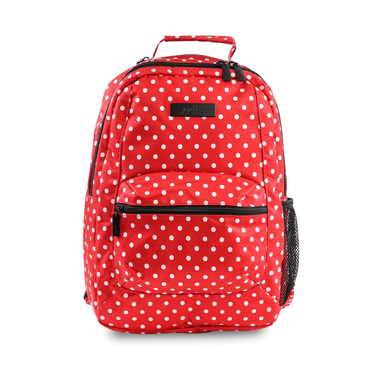 JuJuBe Be Packed Backpack/Diaper Bag Black Ruby - Red/White Polka Dots