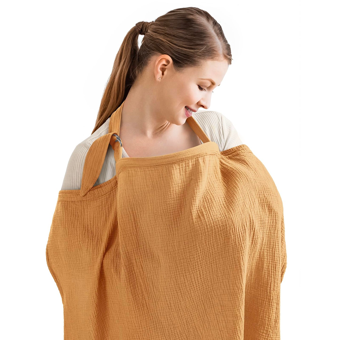 Breathable Muslin Nursing Cover with Arch Neckline