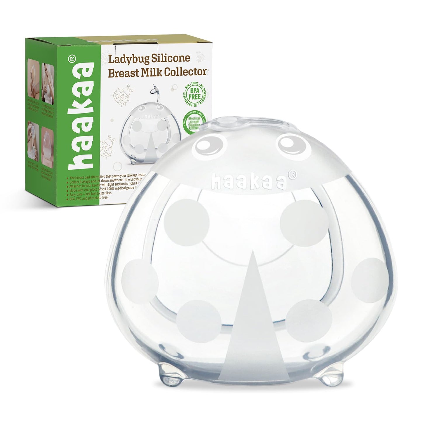 haakaa Ladybug Milk Collector Breast Milk Saver Breast Shell for Breastfeeding Collect Breastmilk Leaks Skin-Friendly and Easy to Wear (1.4oz/40ml1PC)