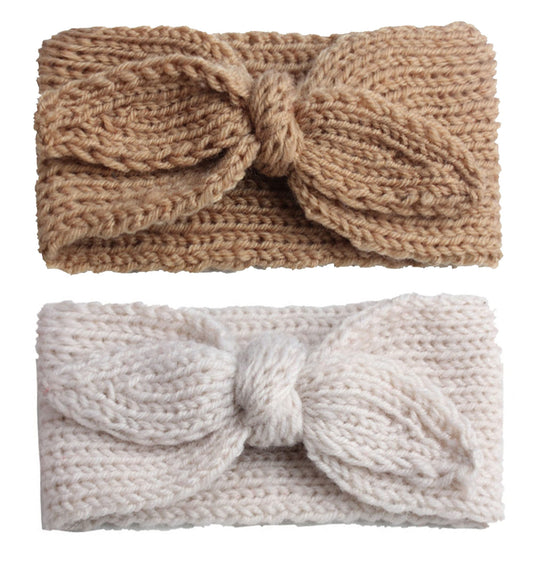 Knitted Bow n' Knot Headband Winter 6-Pack - Beige and Camel