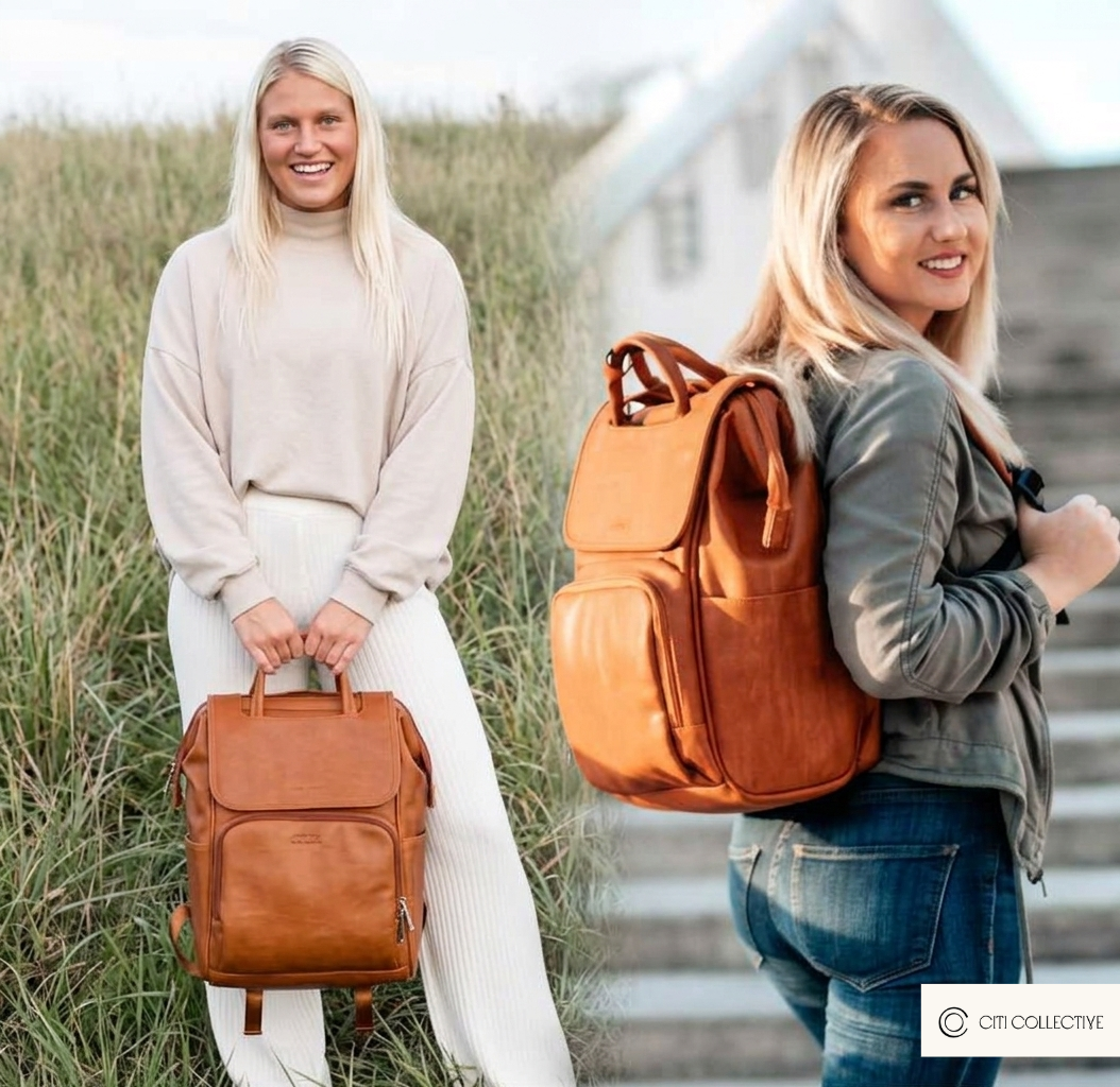 Citi Collective Explorer Brown Diaper Bag Backpack - Vegan Leather
