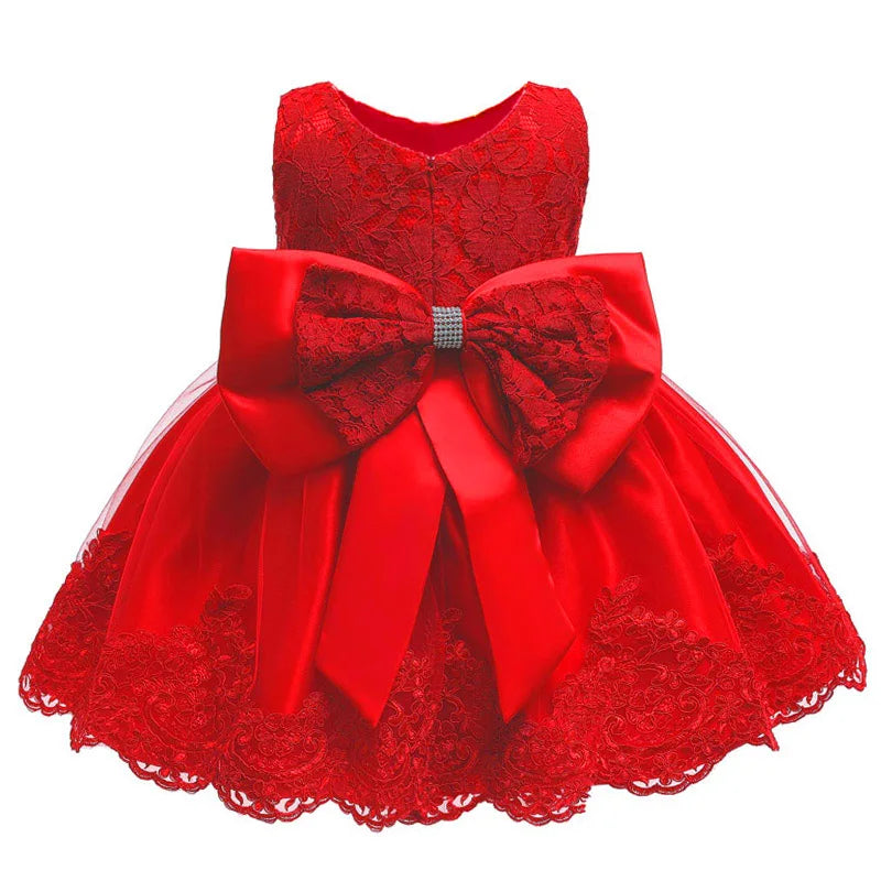 Special Occasion Dress: Baptism, Flower Girl or Birthday Party Dress and Hairbow For Toddler Birthday Wedding Christening Infant Party Christmas Gown