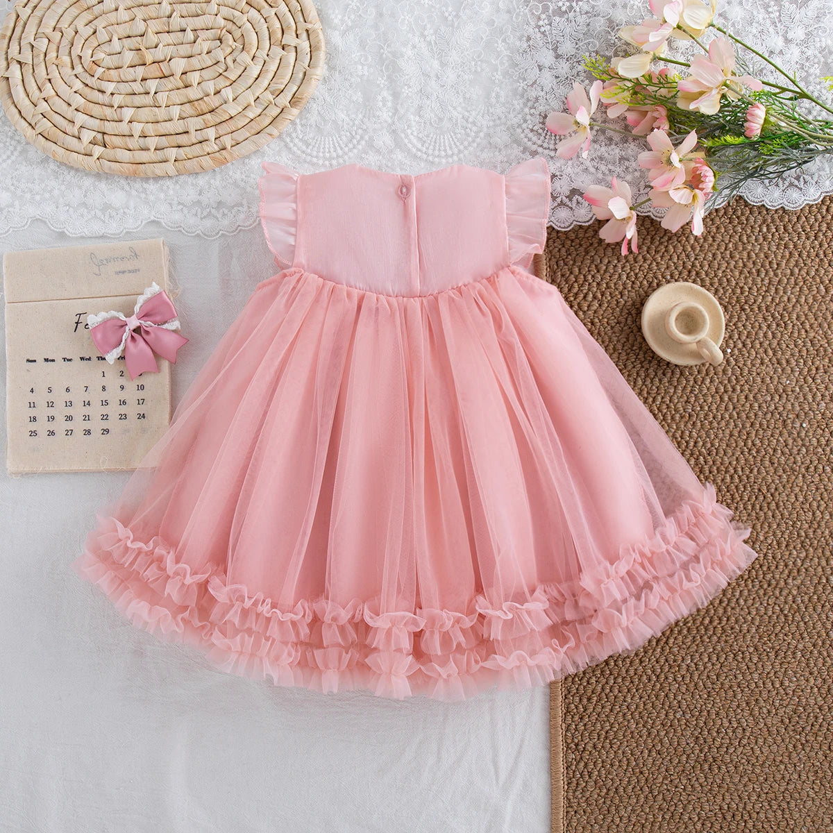 Sweet Bow  Princess Dress, Solid Color Chiffon (9 Months to 4 Years)
