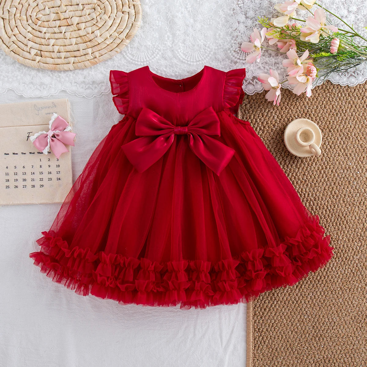 Sweet Bow  Princess Dress, Solid Color Chiffon (9 Months to 4 Years)