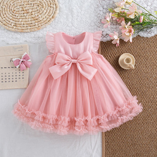 Sweet Bow  Princess Dress, Solid Color Chiffon (9 Months to 4 Years)