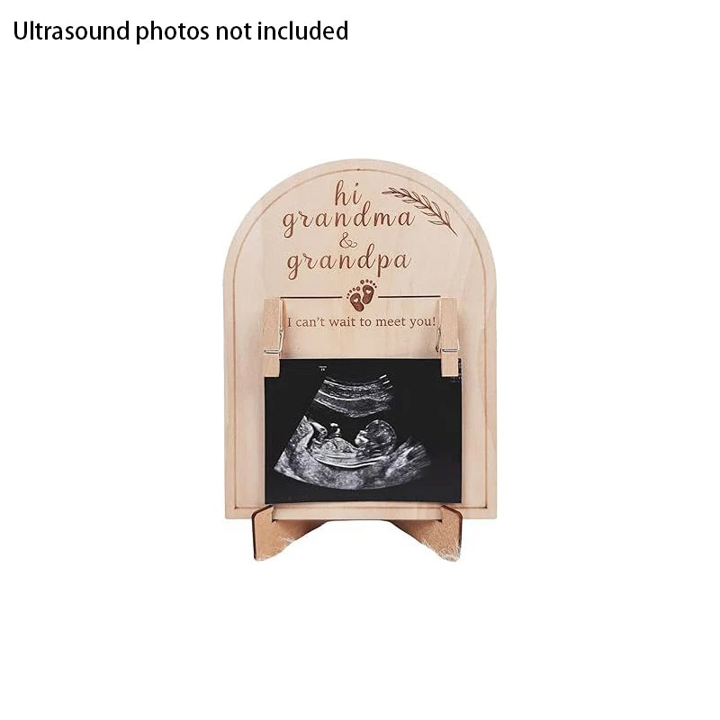 "Can't Wait to Meet You": Grandparent Or Parent Ultrasound Announcement Gift Frame, Rustic Basswood