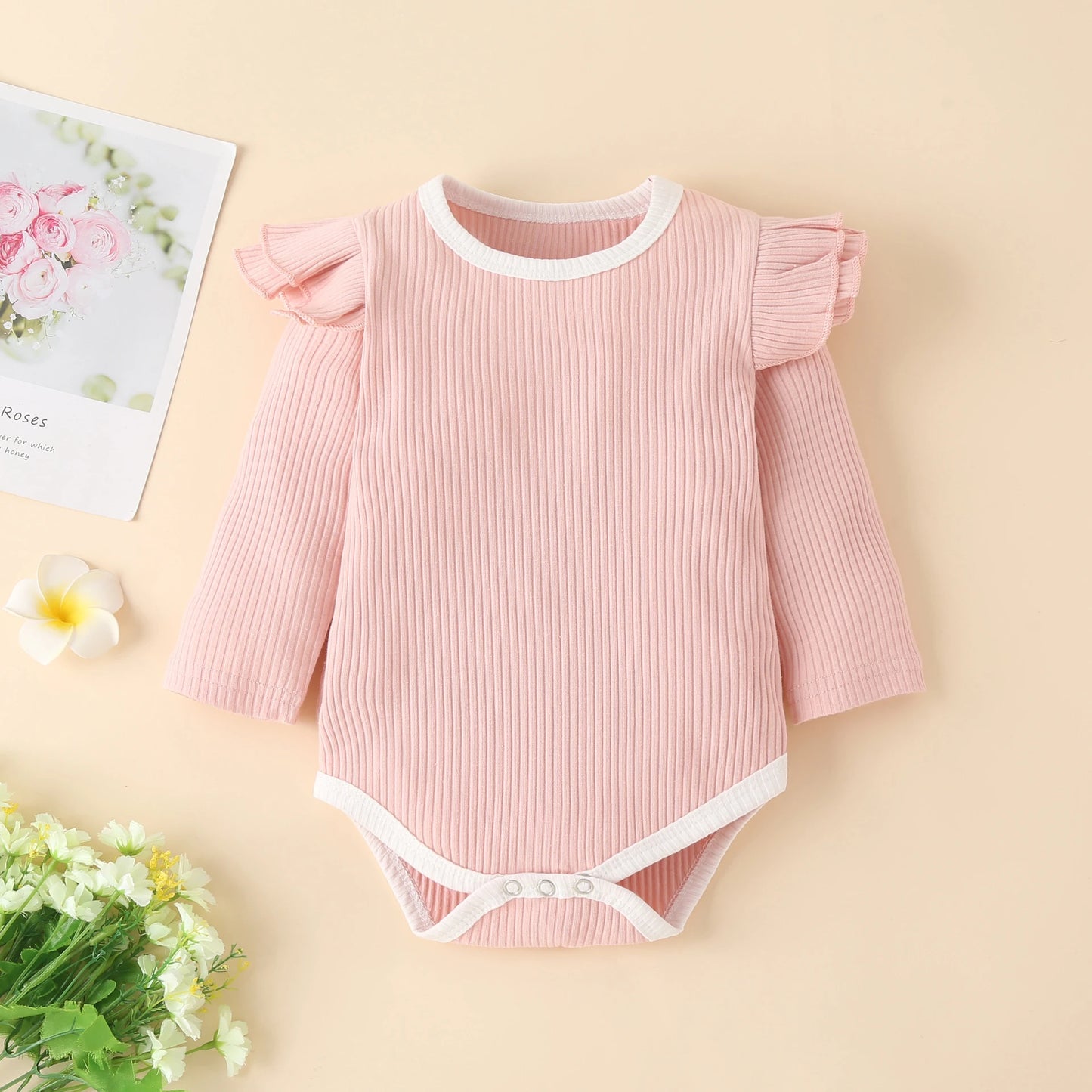 Sweet Girls Fall Cotton Lace Ruffle Bodysuit + Pants + Headband