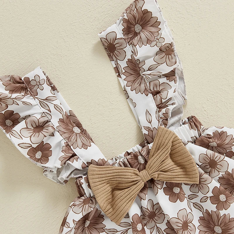 Spiced Harvest Long Sleeve Ribbed Romper + Suspender-Skirt + Headband 3 Piece Set  0-18M