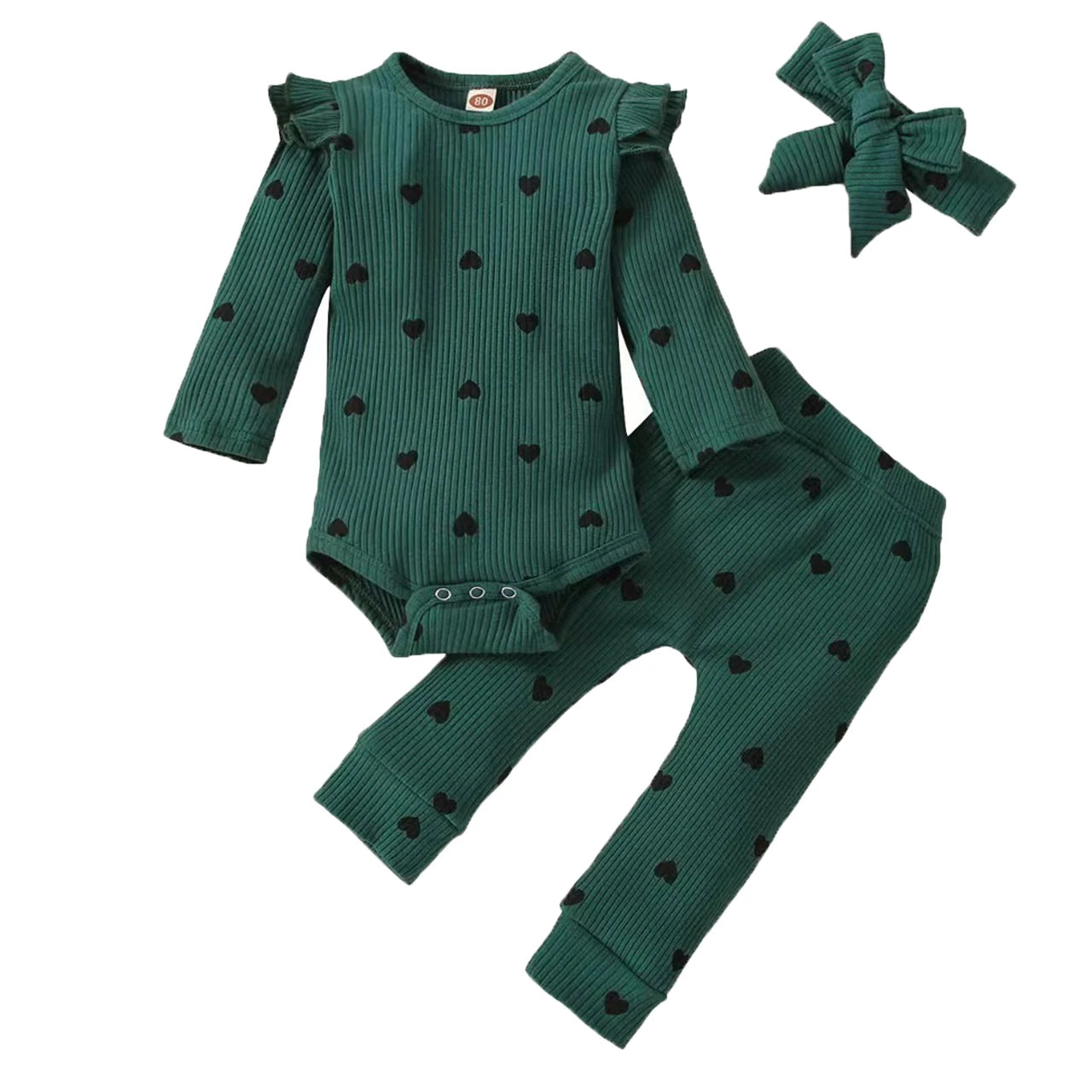 Sweet Girls Fall Cotton Lace Ruffle Bodysuit + Pants + Headband