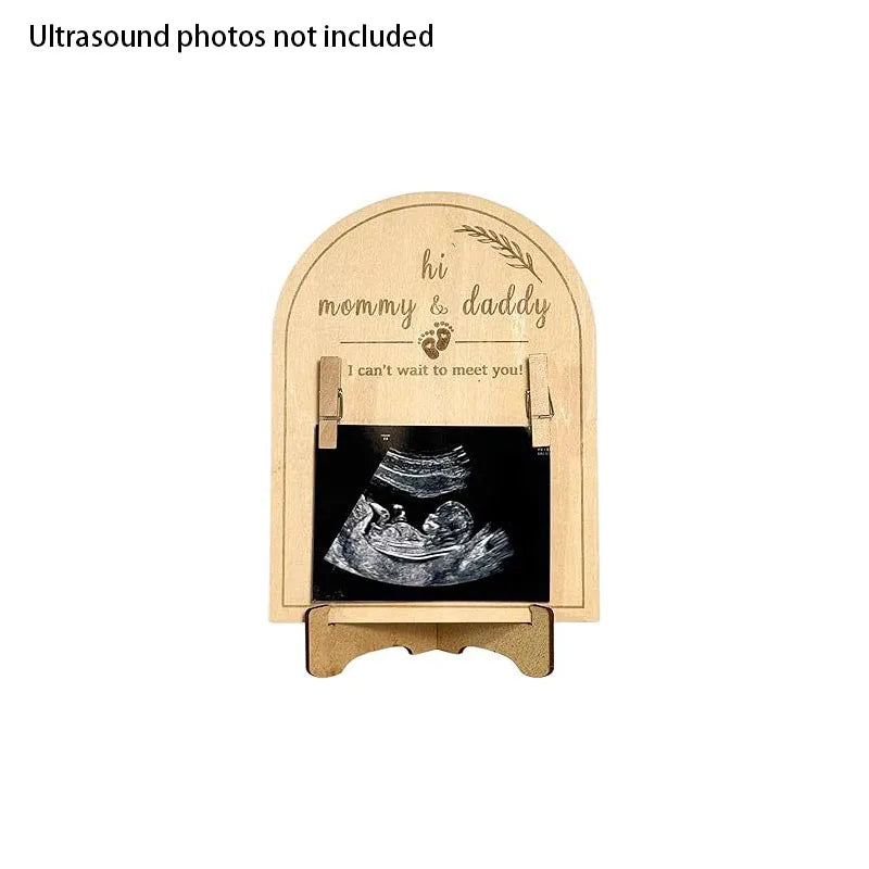 "Can't Wait to Meet You": Grandparent Or Parent Ultrasound Announcement Gift Frame, Rustic Basswood