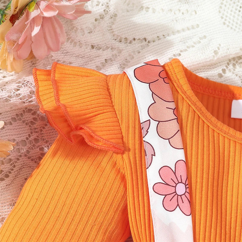 Harvest Romper Dress with Long Sleeves and Bows plus Headband- Set