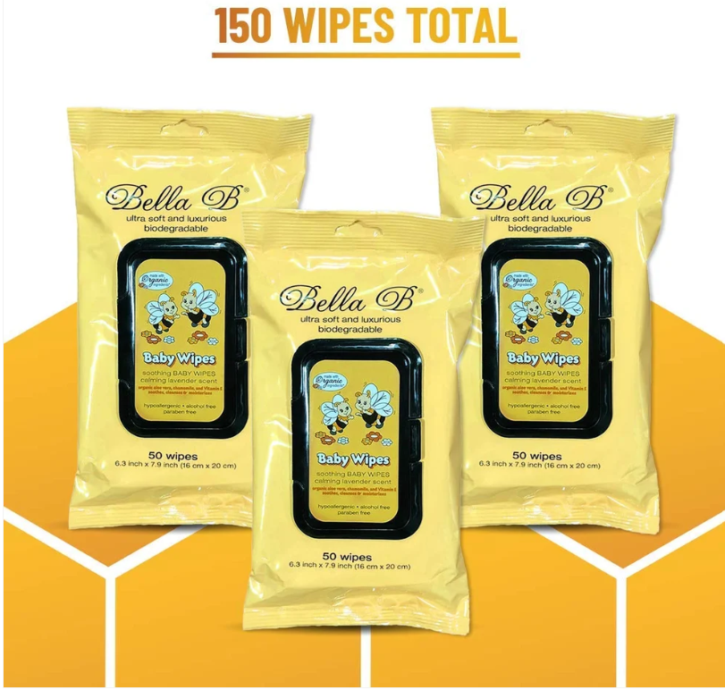 BELLA B Baby Diaper Wipes Bundle 3-Piece - Natural Baby Wipes - Organic Baby Wipes - Baby Cleaning Wipes - Soothing Wipes - Diapers Wipes - Infant Wipes - Alcohol-Free Baby Wipes Natural