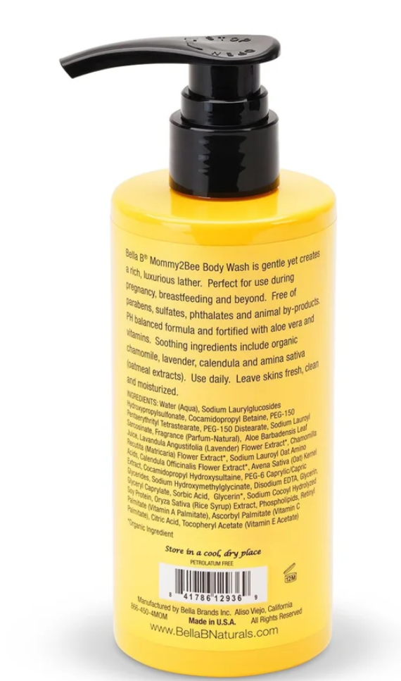 Bella B Mommy2Bee Body Wash 11oz - Pregnancy Safe Body Wash – Rich Luxurious Lather Body Wash Made with Organic Ingredients – Leaves Skin Fresh Clean and Moisturized