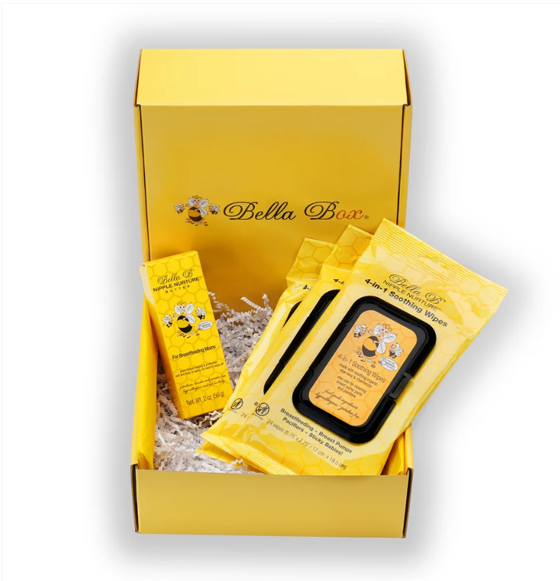 BELLA B Bundle: Nipple Nurture Butter 2oz and Nipple Nurture Breast Wipes 3-Pack Gift For Mom Pregnancy Gift (Gift Box)