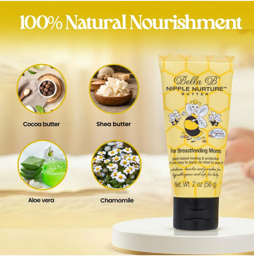 Bella B Nurturing Nipple Butter 2 oz - Organic Nipple Cream For Breastfeeding - Natural Nipplecreams For Breastfeeding - Breastfeeding Nipple Cream - Nipple Cream For Breastfeeding Organic