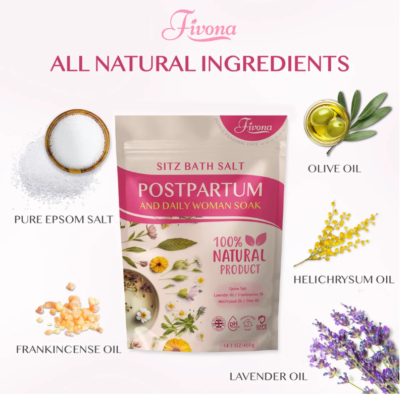 Postpartum Soak Blend - Epsom Salt with Essential Oils Blend for Sitz Bath Soaking Perineal Care Fast Postpartum Recovery & Hemorrhoid Treatment Essential Mix for New Mom