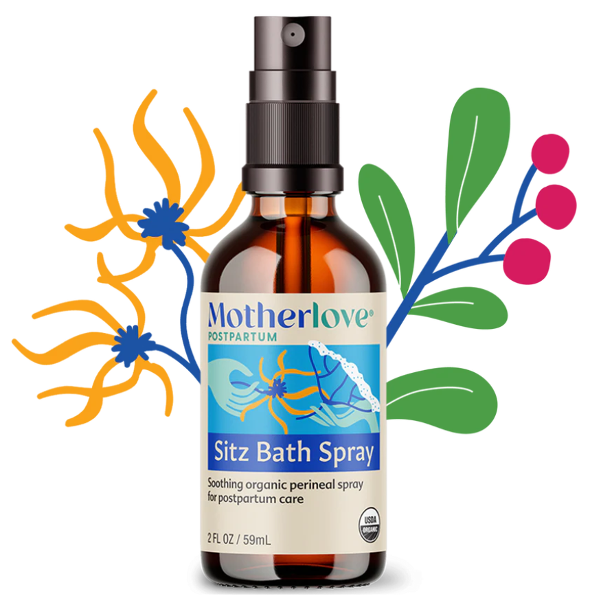 Motherlove Sitz Bath Spray (2 oz) Sitz Bath for Postpartum Care—Herbal Perineal Spray w/Witch Hazel—USDA Organic Vegan & Cruelty Free