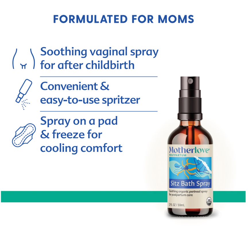 Motherlove Sitz Bath Spray (2 oz) Sitz Bath for Postpartum Care—Herbal Perineal Spray w/Witch Hazel—USDA Organic Vegan & Cruelty Free