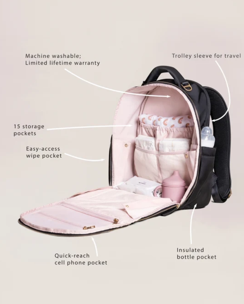 JuJuBe + Sazan Hendrix - New Classic Diaper Bag Backpack with Portable Changing Pad Baby Stroller Straps - Paisley Floral