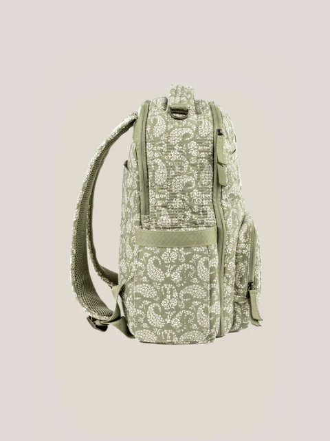 JuJuBe + Sazan Hendrix - New Classic Diaper Bag Backpack with Portable Changing Pad Baby Stroller Straps - Paisley Floral