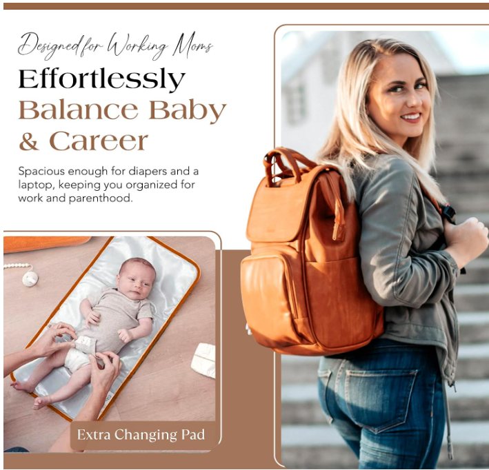 Citi Collective Explorer Brown Diaper Bag Backpack - Vegan Leather