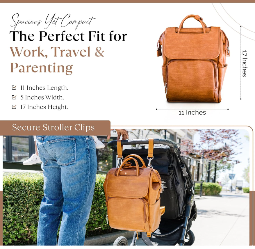Citi Collective Explorer Brown Diaper Bag Backpack - Vegan Leather