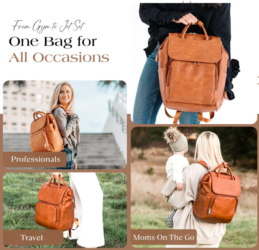 Citi Collective Explorer Brown Diaper Bag Backpack - Vegan Leather
