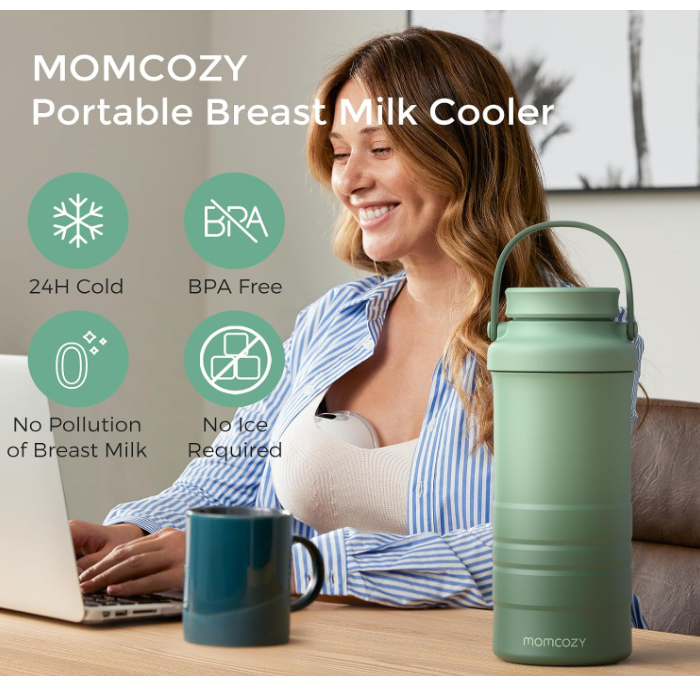 Momcozy 22oz Portable Breast Milk Cooler 360° Total Cooling for 24 Hours