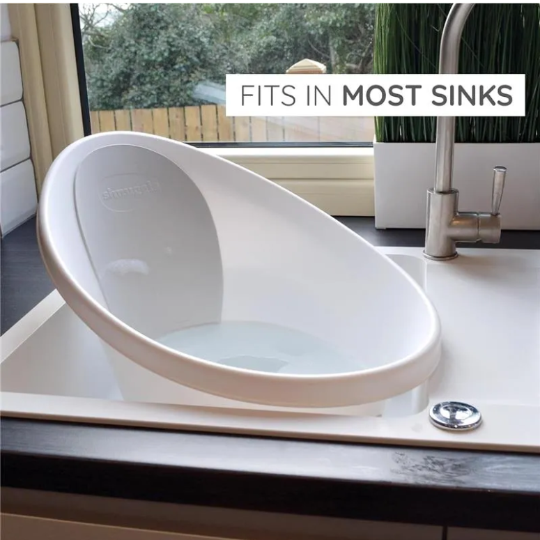 Shnuggle Newborn Baby Bath | Built in Support Bump and Soft Backrest | Suitable from Newborn | Bath Seat Support Includes Plug | Pebble Grey