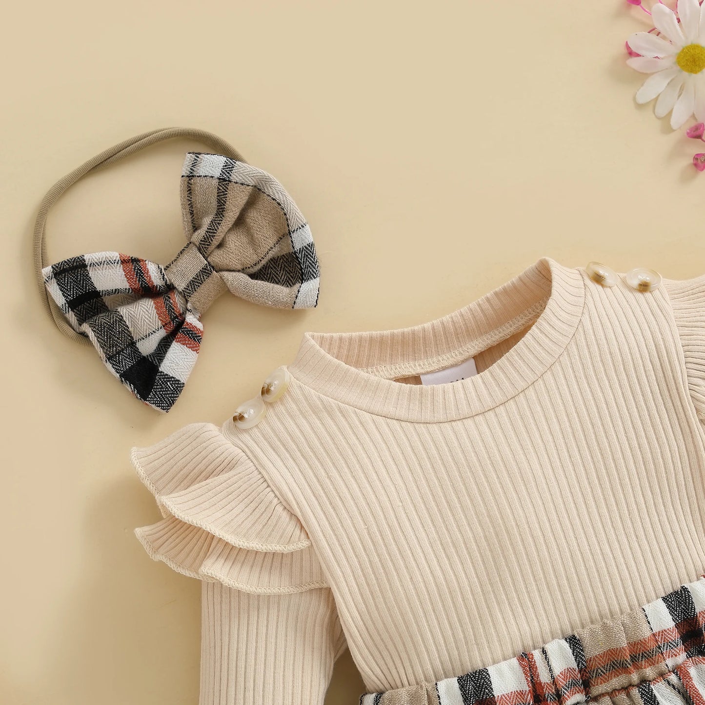 Fall Legwarmer Romper with Headband and Socks- 3pc Set