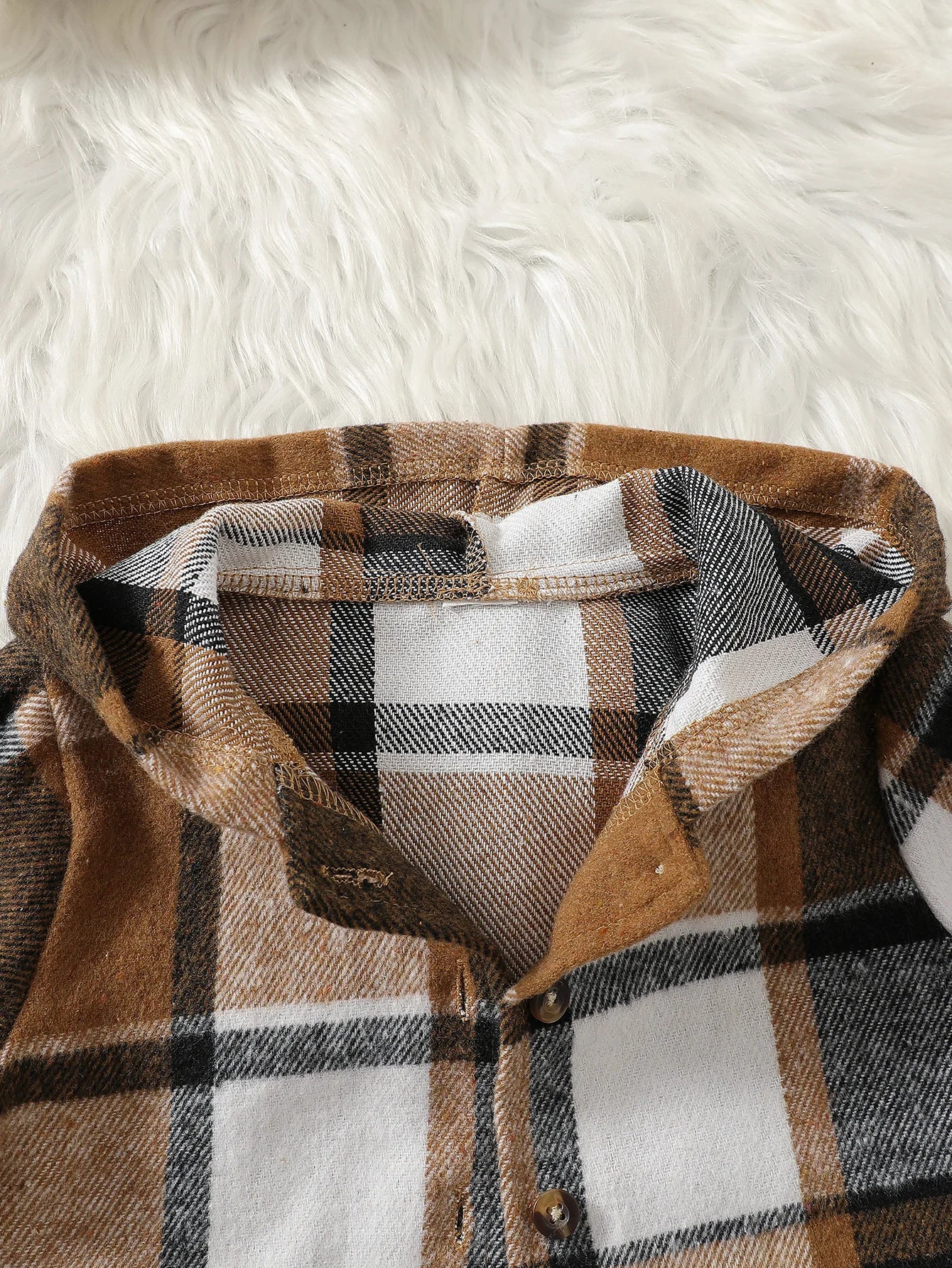 Harvest Tan and Black Striped Plaid Hooded Jacket two piece: Vintage Inspired 3m-3t