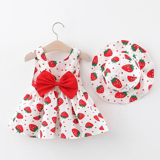 Strawberry Patch Summer Boutique Dress+Hat