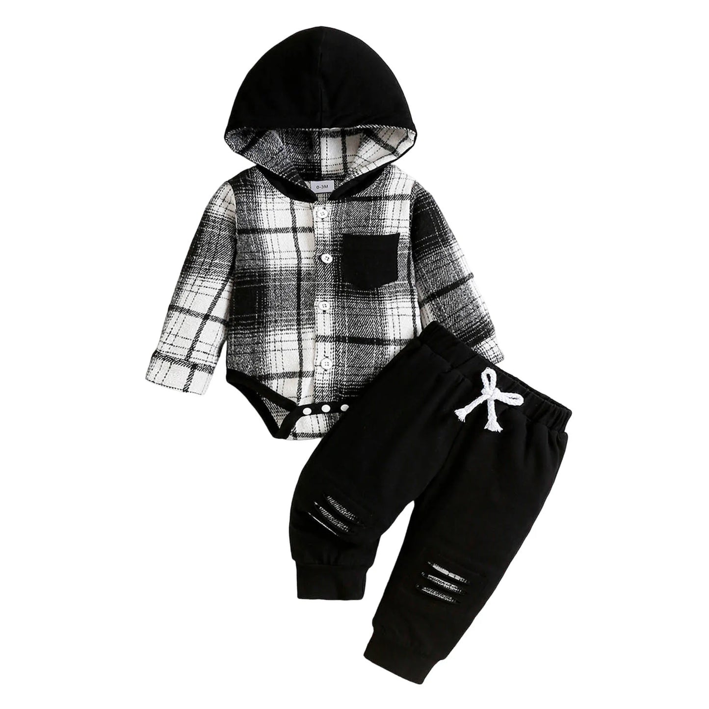2-Piece Set Fall Checkered Hoodie and Pants 1m-18m