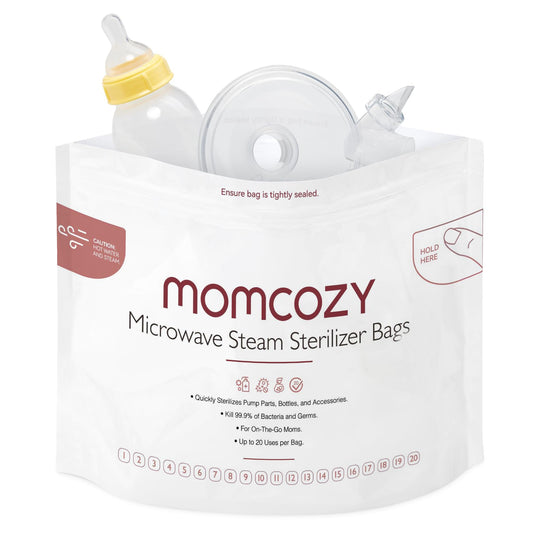 Momcozy Microwave Steam Sterilizer Bags 15 Count Travel Sterilizer Bags Reusable for Breast Pump Part/Baby Bottle 20 Uses Per Bag Breastpump Accessories for Momcozy S9 Pro/S12 Pro/V1/V2