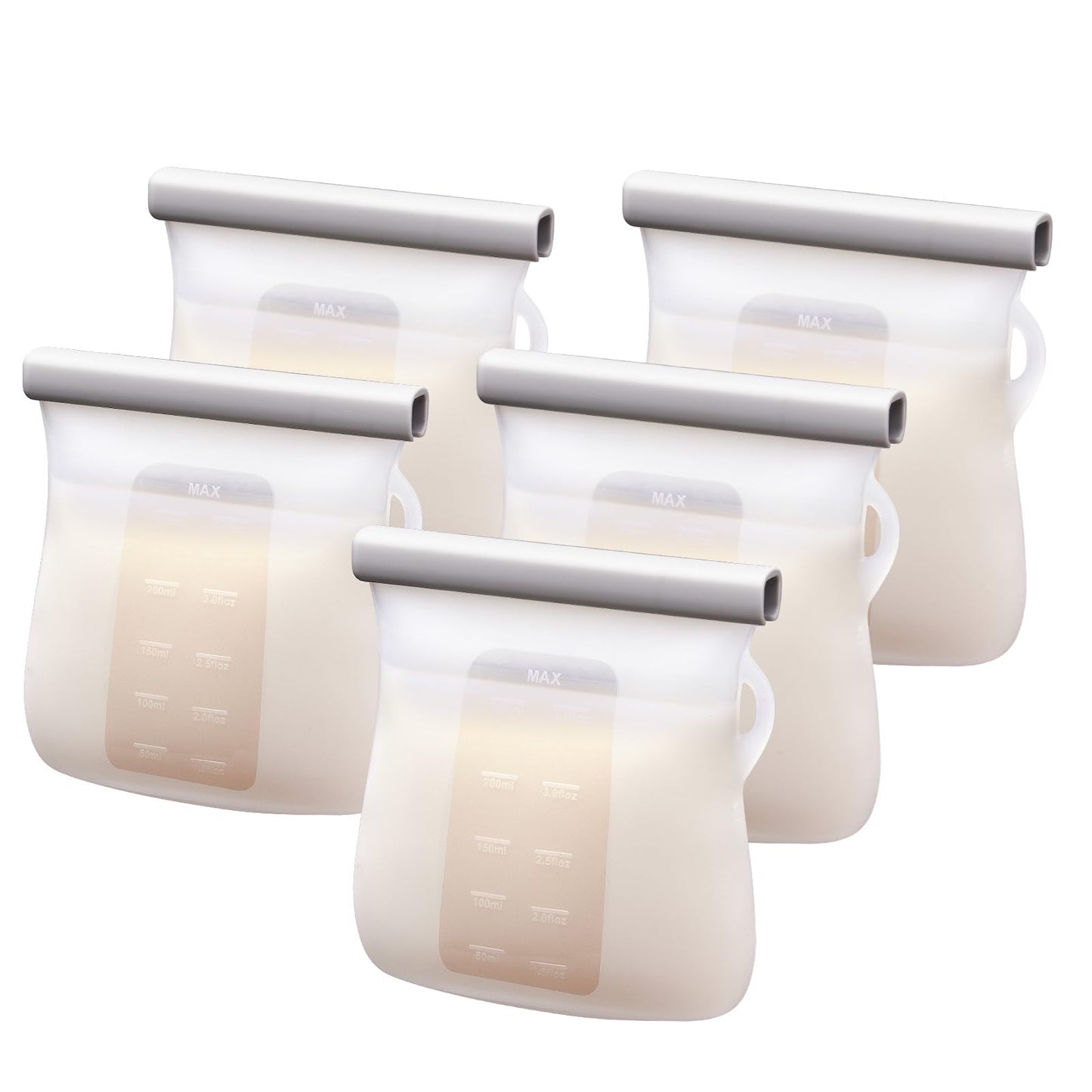 5PCS Silicone Breastmilk Storage Bags 8.5oz/250ml