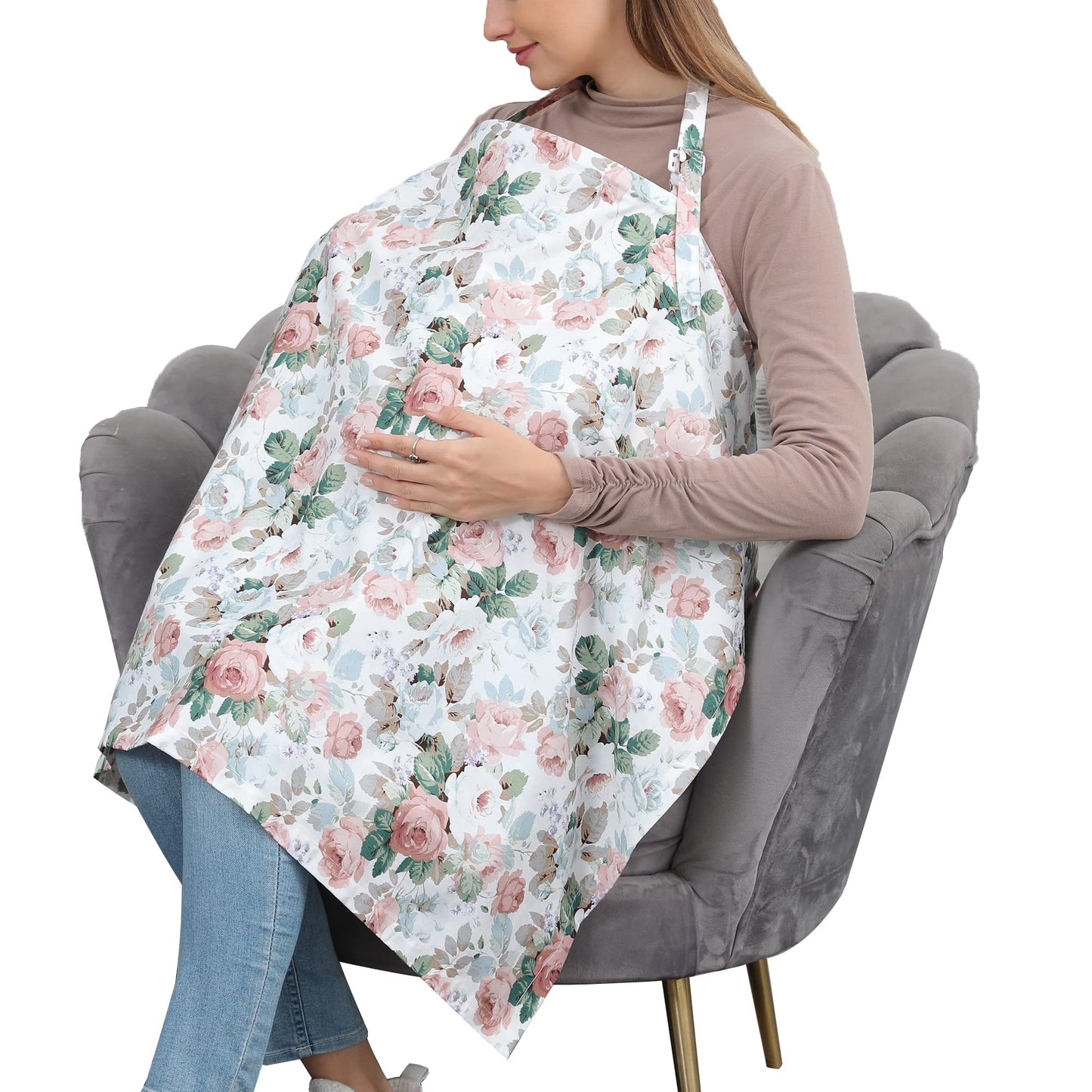 Cotton Nursing Cover- Pink and White Floral